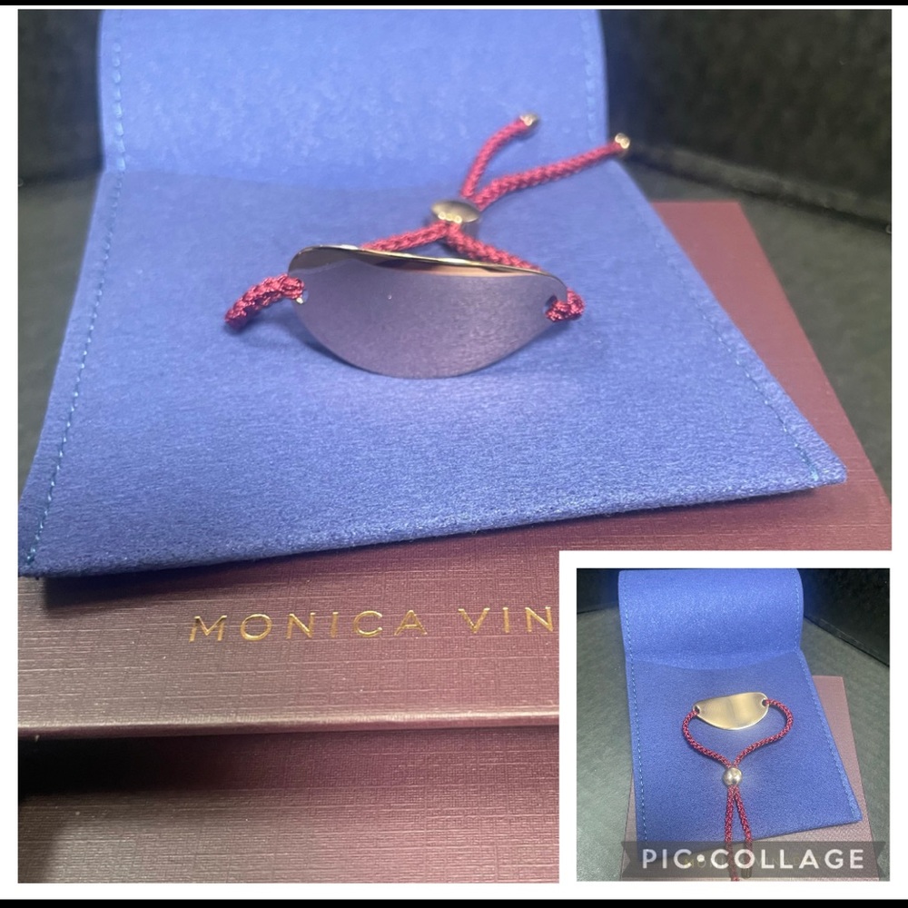 BNIB MONICA VINADER FRIENDSHIP BRACELET ROSE GOLD PLATED FINISH RUBY STRAP FIRM$